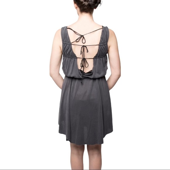 Free People Gray Open Tie Back Casual Dress - Picture 4 of 9